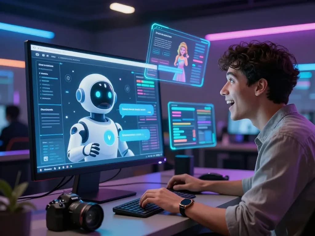 Engaging AI chat nsfw experience with user interacting in a vibrant digital space.