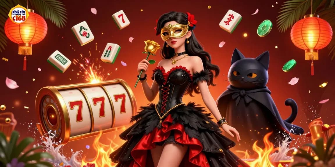Engage with the exciting world of nhà cái c168 through a vibrant 3D casino illustration packed with dynamic gaming elements.