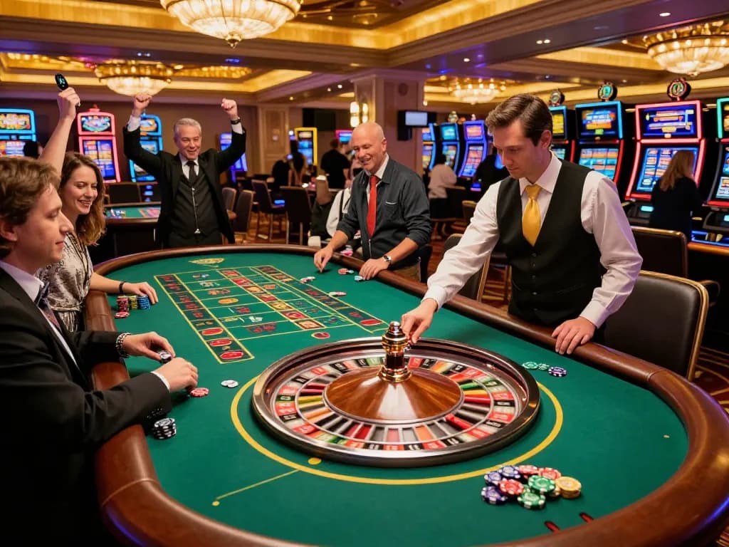 Experience the electrifying moments of tr88 gameplay at a bustling casino roulette table.