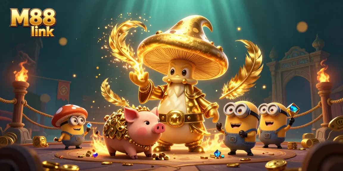 Engage with thrilling M88 link action featuring a magical golden wizard and treasure-hunting pig.