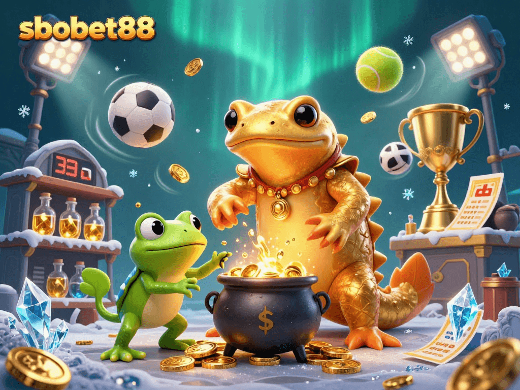 SBOBET88 sports betting illustrated with vibrant characters and dynamic elements for an engaging experience.