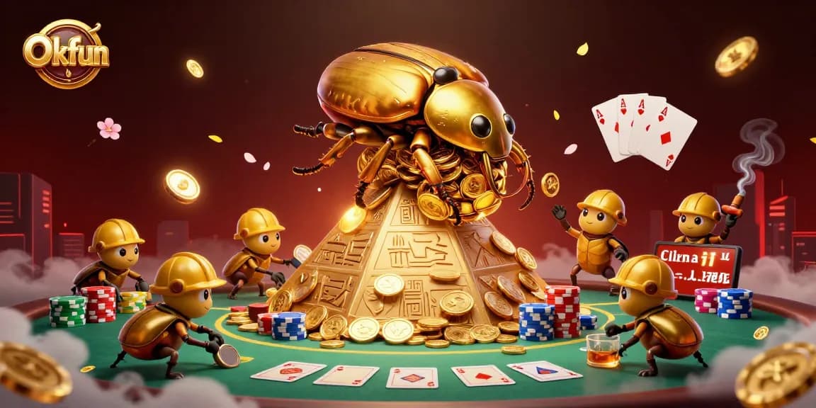 Engage with Okfun's vibrant online casino scene featuring dynamic gold coin action and poker excitement.