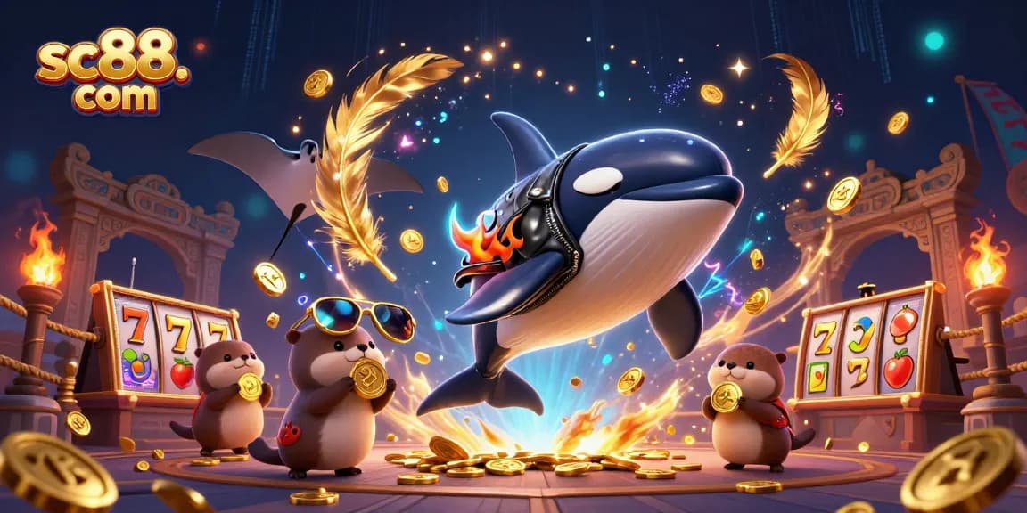 Engage with sc88. com for exotic gaming, featuring a dynamic scene of whimsical sea creatures and vibrant casino elements.