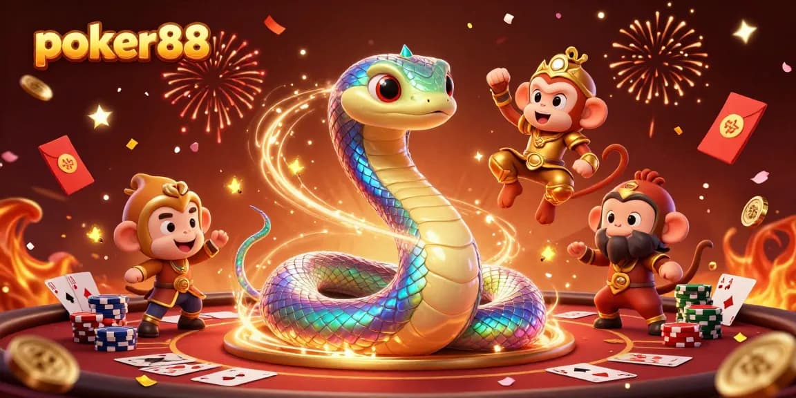 Mainkan poker88 dengan keseruan visual yang menggoda, kartu poker dan koin bertaburan di sekelilingnya.