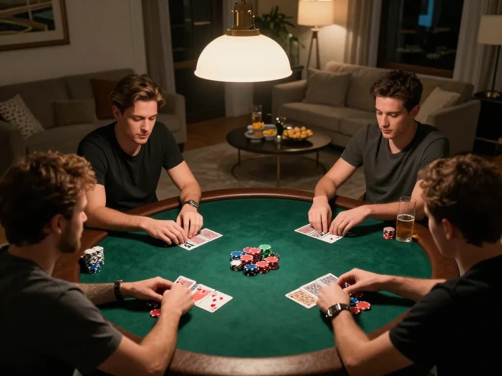 KONG88 players participating in an engaging poker game with colorful chips and cards