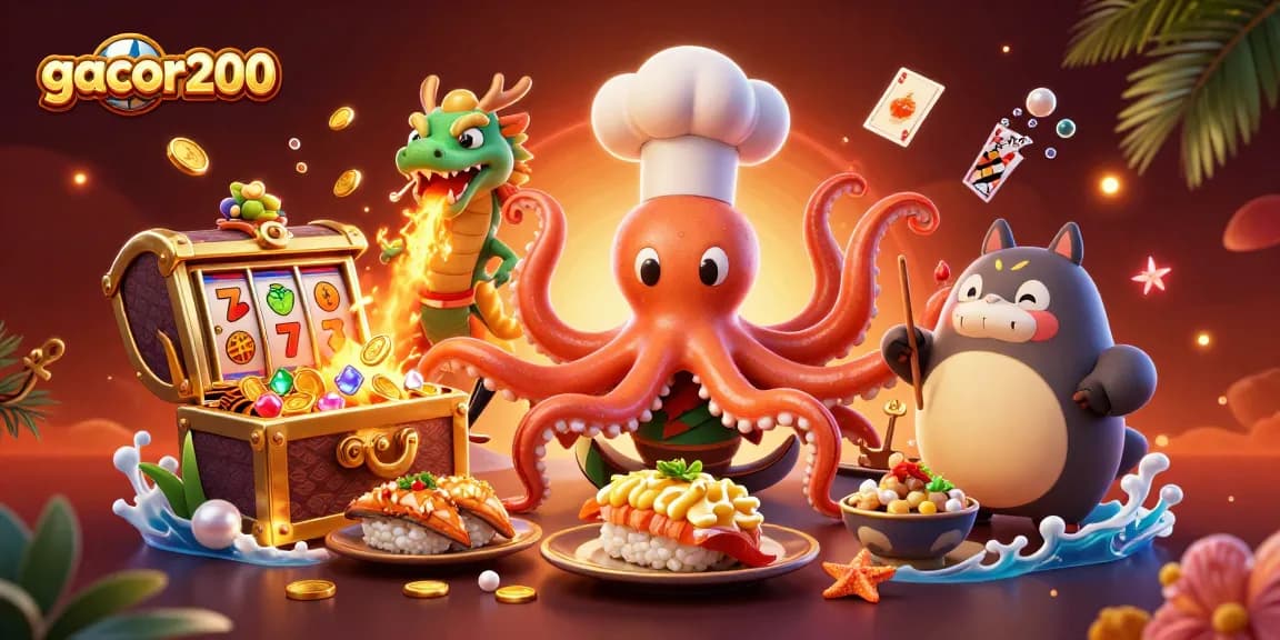 Engage with gacor200's thrilling slot experience featuring vibrant characters and golden treasures.