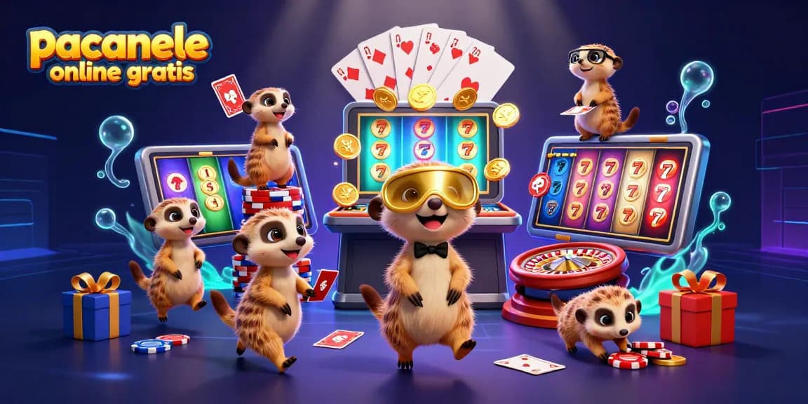 Joacă păcănele online gratis cu o colonie de manguste care operează un cazinou animat, cu simboluri de fructe și monede aurii.