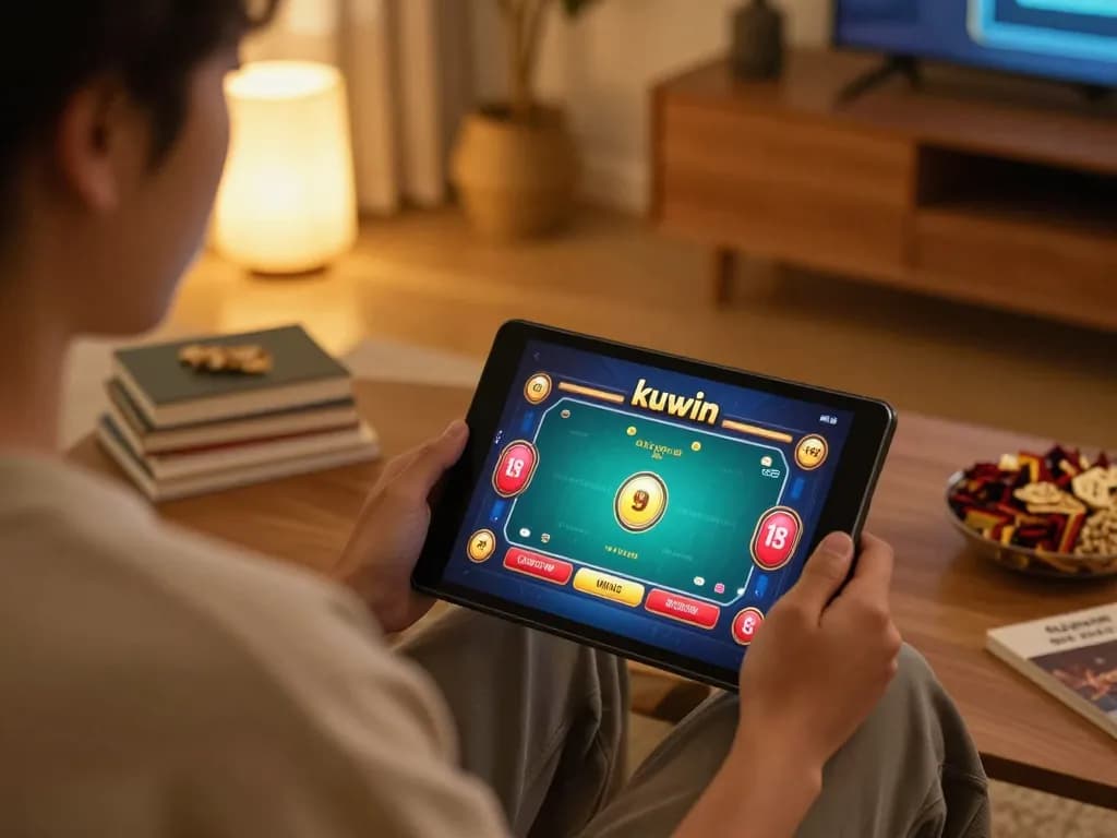 Engaging online poker gameplay on kuwin from a cozy home gaming setup.