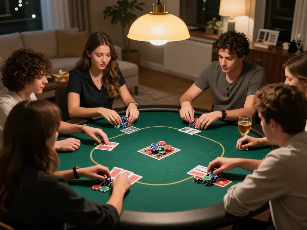 Players at a home poker night showcasing strategic gameplay at SC88.