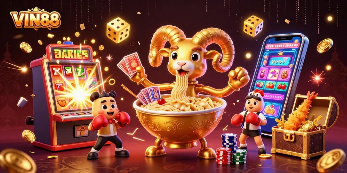 Experience thrilling gameplay at VIN88 with 3D characters enjoying slot machine excitement and casino fun.