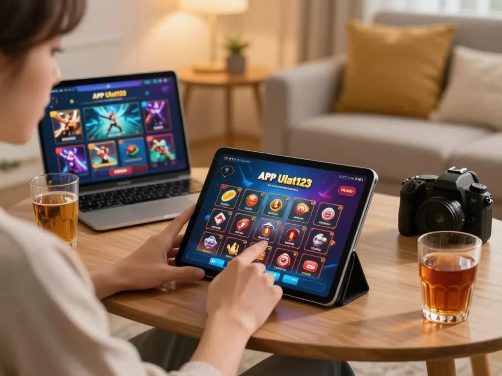 Bergabung dalam perjudian online APK Ulat123 di tablet dalam suasana nyaman dengan sentuhan pribadi.