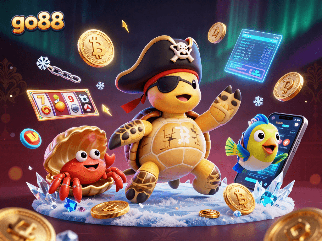 Play thrilling slots and jackpot games at go88 with vibrant 3D characters showcasing casino excitement.