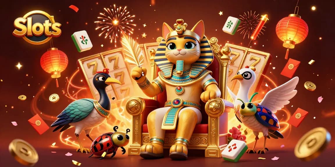 Spin vibrant Slots with the Egyptian pharaoh and magical casino elements in a rich 3D scene.