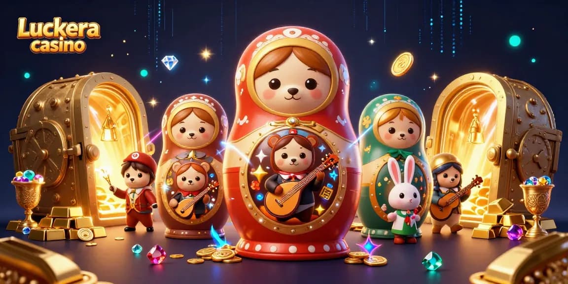 Experience the excitement of Luckera casino with vibrant characters and treasure-filled scenes.