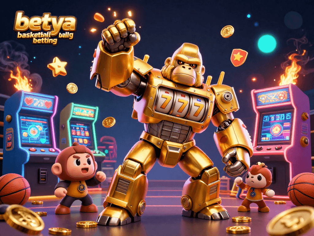Engage in betya basketball betting with our dynamic, colorful 3D illustration showcasing excitement!