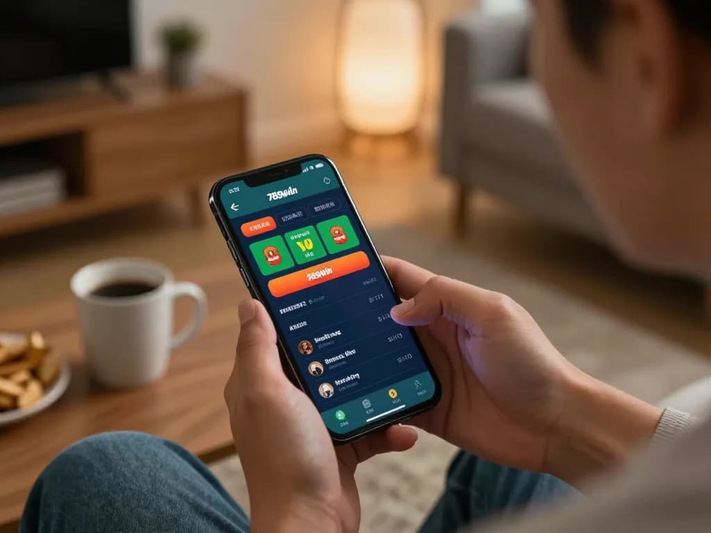 Bet on live sports action using the 789win app in a cozy living room