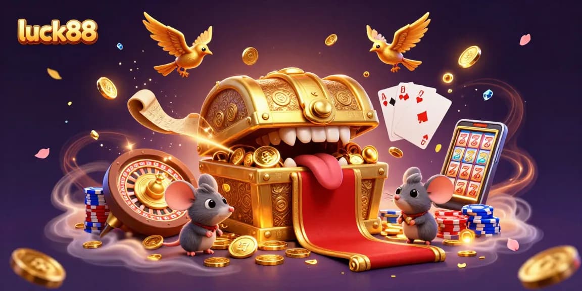 Spin the reels with luck88 as dazzling treasures and winning symbols light up the scene.