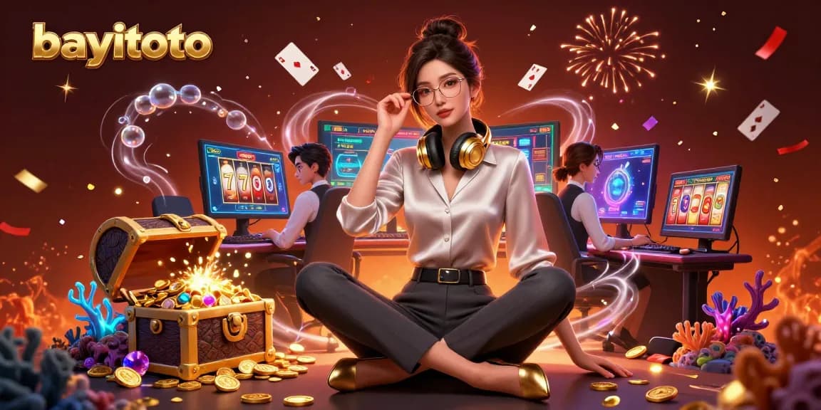 Engage with bayitoto online gambling world through a dynamic 3D casino illustration blending gaming excitement.