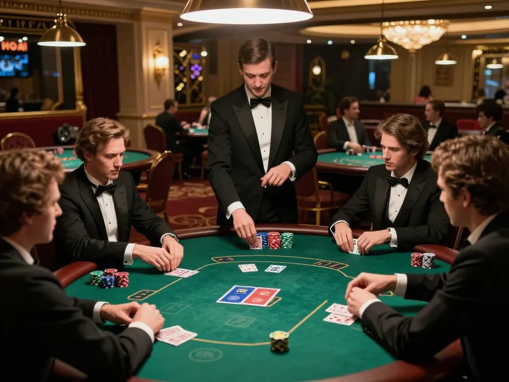 Players at a poker table strategizing their bets at du88 casino, dynamic gameplay moments.