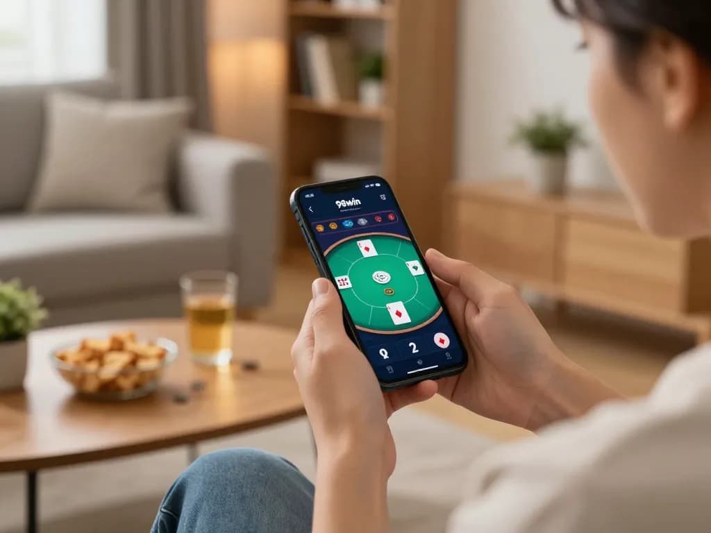 Using the app 98win for mobile poker gameplay in a comfortable living room setting