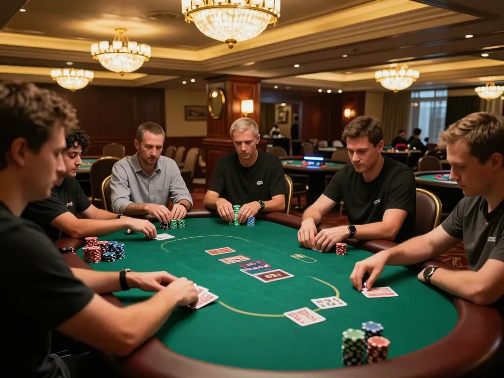 Players at cm8888 poker tables engaging in intense gameplay in a luxurious casino environment.
