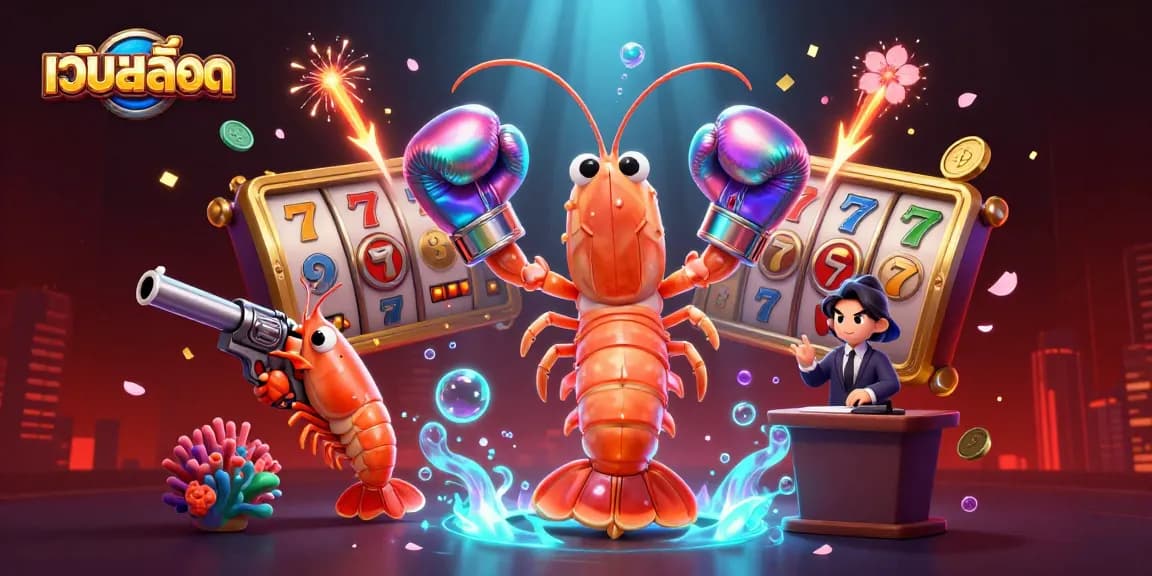 Experience the excitement of เว็บสล็อต with dynamic characters and elements in this vibrant 3D illustration.
