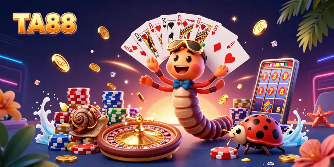 Engage in thrilling gameplay at TA88 with a vibrant casino scene featuring animated characters and rich visuals.