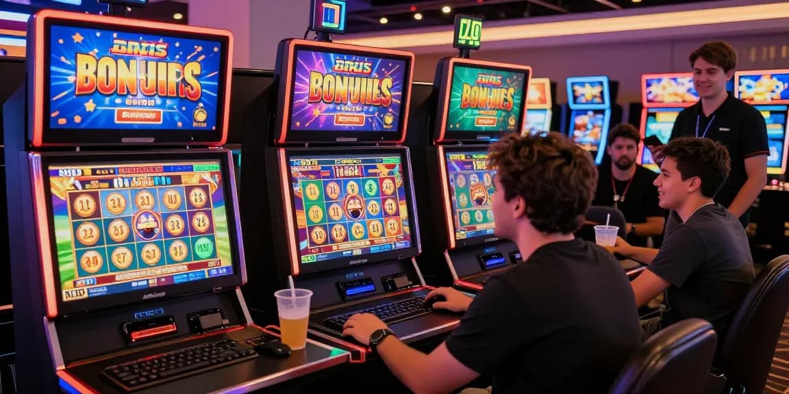 Players enjoying bonus buy slots in a vibrant online casino setting.