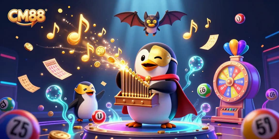 Engage with CM88 by experiencing a vibrant 3D casino scene featuring dynamic characters and exciting gambling elements.