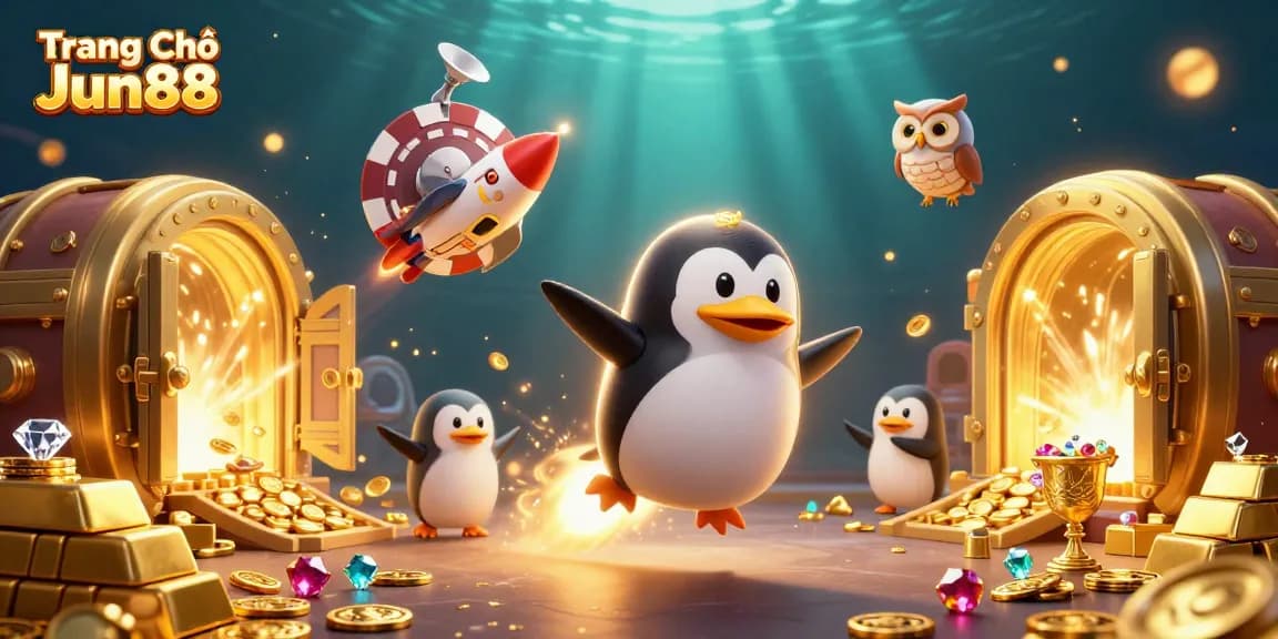 Experience the excitement at Trang Chủ Jun88 with a vibrant casino-themed 3D illustration showcasing thrilling games and rewards.