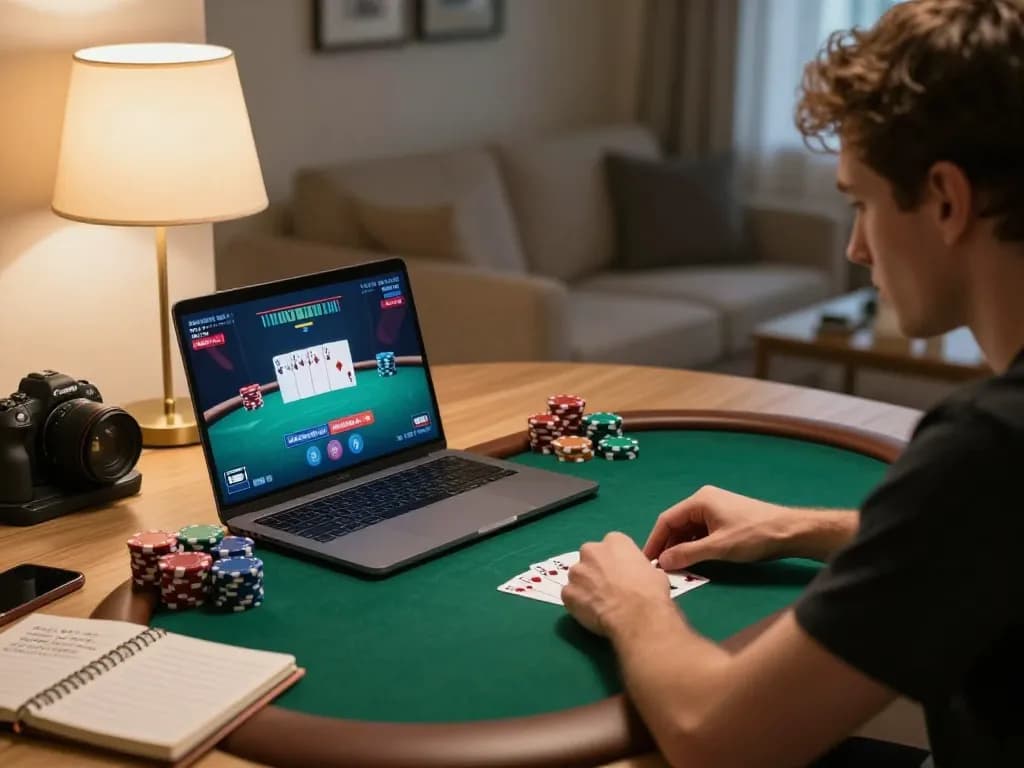 Engaging online poker game experience on TR88, showcasing player strategy and home comfort
