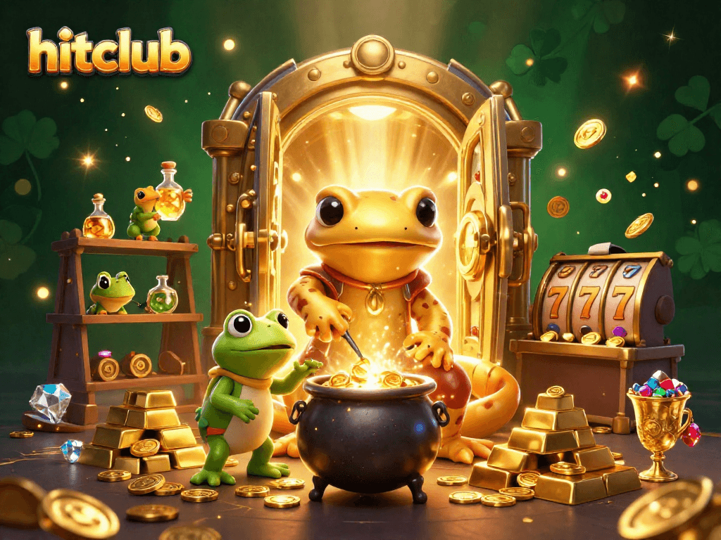 Hitclub's golden alchemist transforms metals into jackpots with enchanting gold elements.