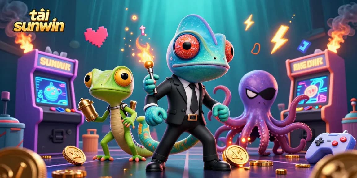 Experience thrilling gameplay in tải sunwin with colorful characters and casino elements in a dynamic scene.