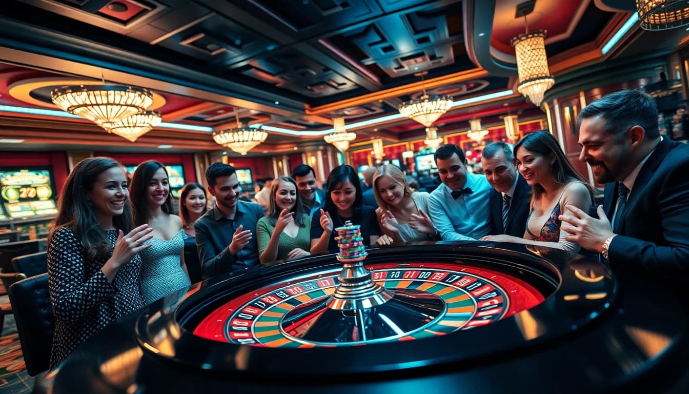 Rasakan keseruan permainan kasino bbni4d dengan pemain yang antusias di meja roulette.