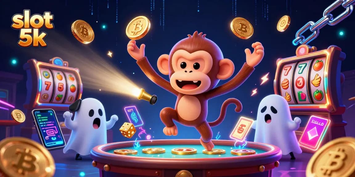 Permainan slot 5k yang seru dengan dukun hantu dan koin emas berkilau di kasino berhantu.