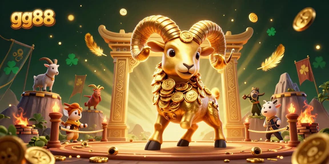 Experience exciting gameplay with gg88's golden ram charging through the casino arena.