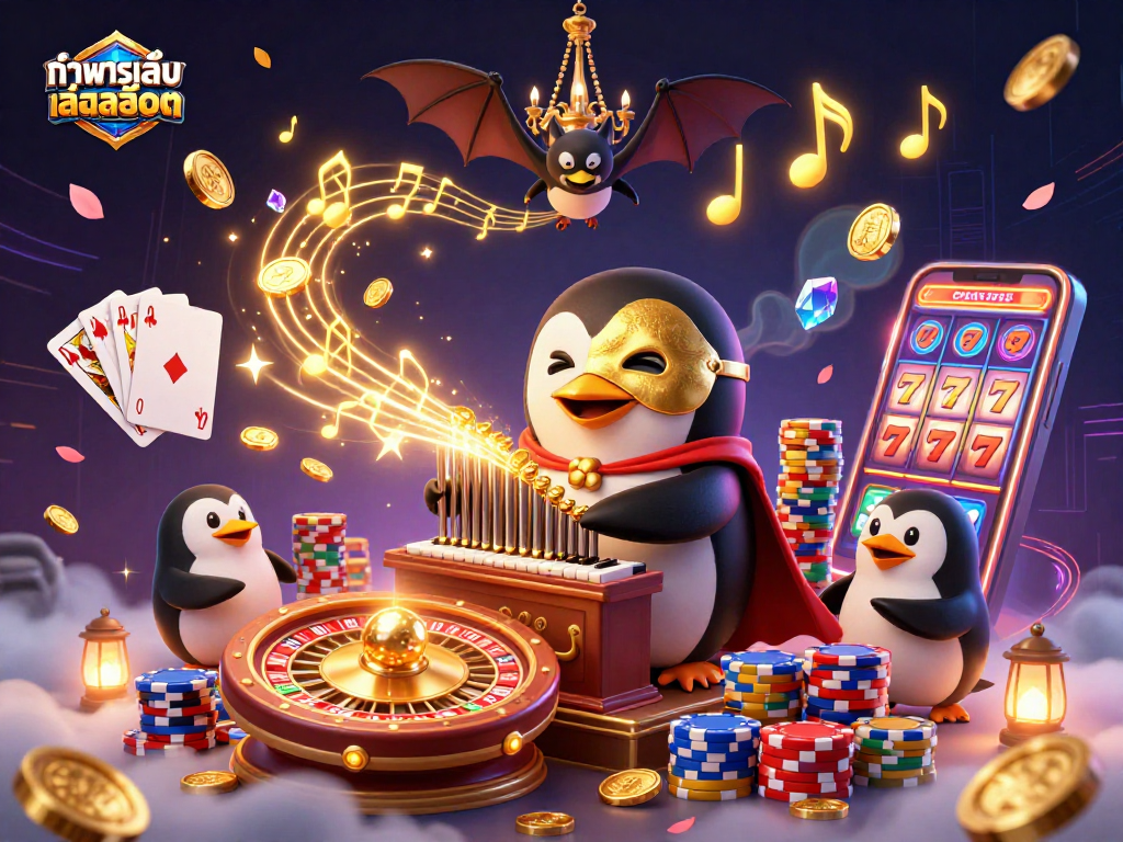 Try ทดลองเล่นสล็อต with animated characters in a vibrant casino illustration, showcasing excitement and winnings.