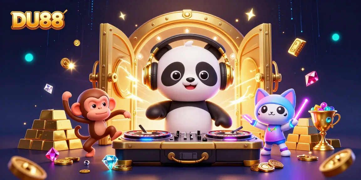 Engage with DU88’s vibrant casino scene featuring a DJ panda and dazzling treasures.