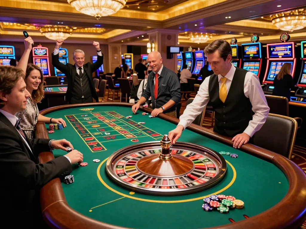 Experience the electrifying moments of tr88 gameplay at a bustling casino roulette table.