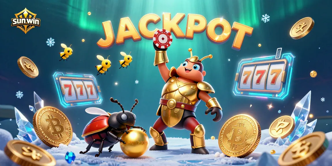 Spin to win with sun-win in an immersive, vibrant casino scene featuring 3D characters, poker chips, and slot elements.