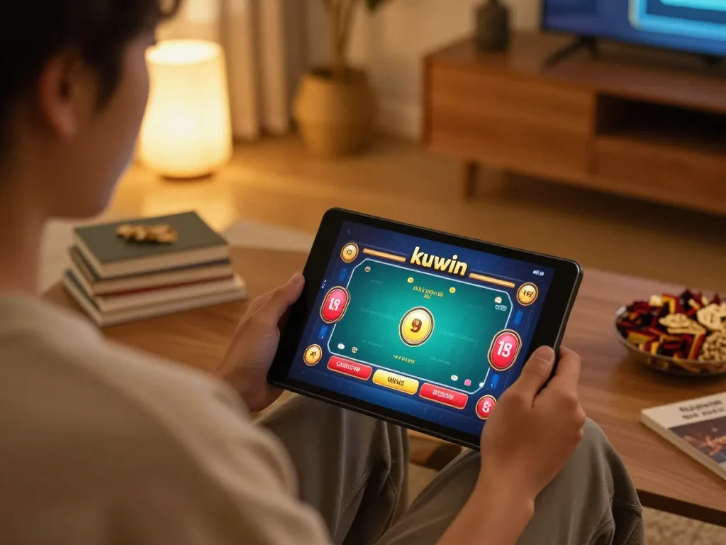 Engaging online poker gameplay on kuwin from a cozy home gaming setup.