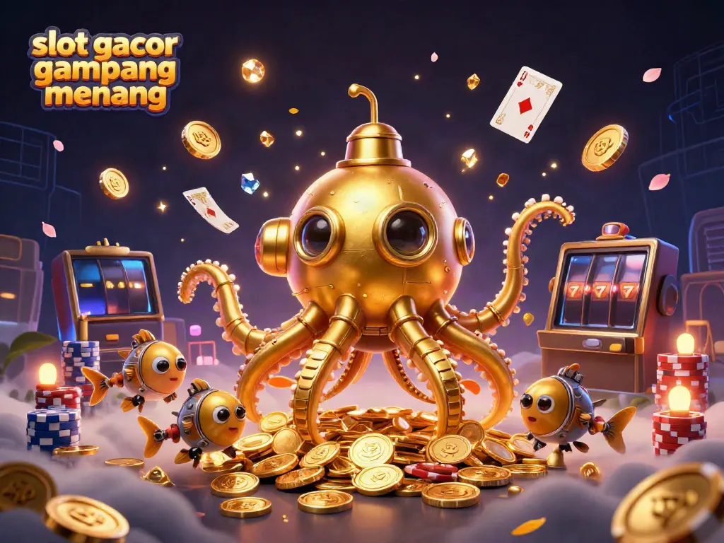 Experience slot gacor gampang menang with thrilling 3D casino illustration featuring vibrant elements and action-packed visuals.