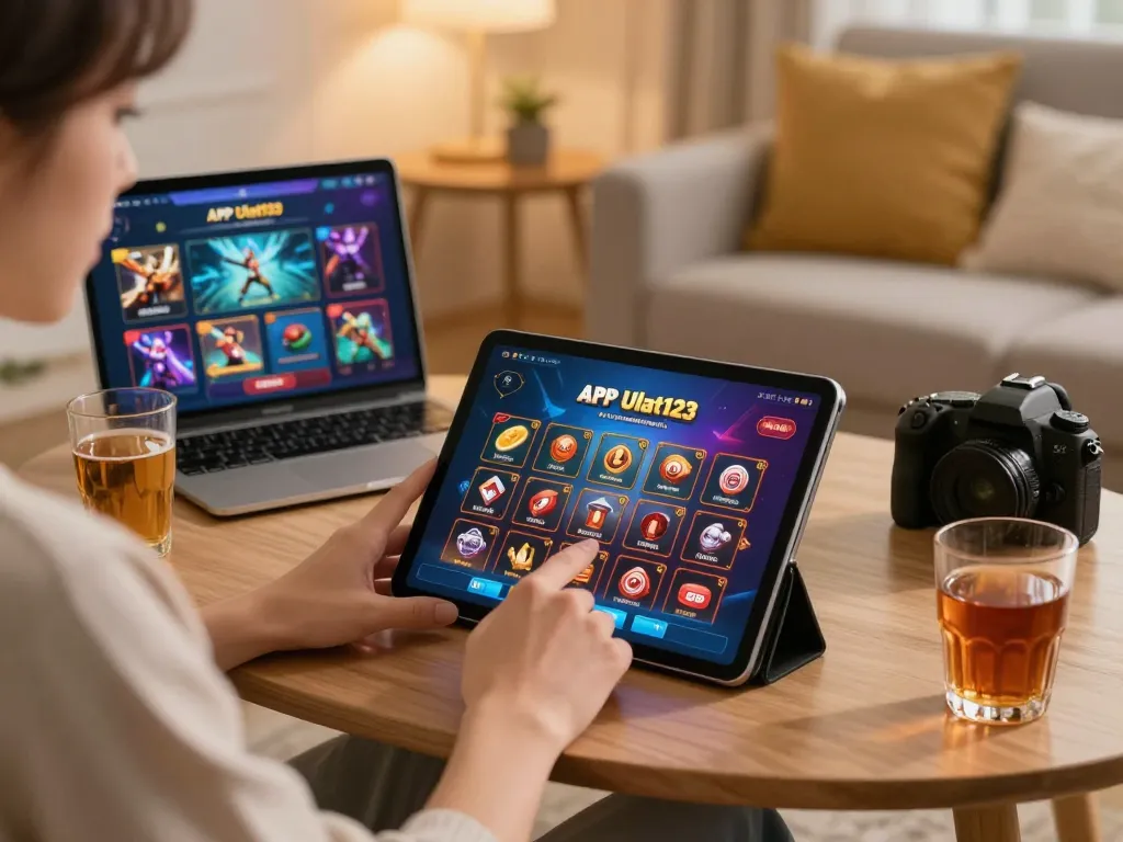 Bergabung dalam perjudian online APK Ulat123 di tablet dalam suasana nyaman dengan sentuhan pribadi.