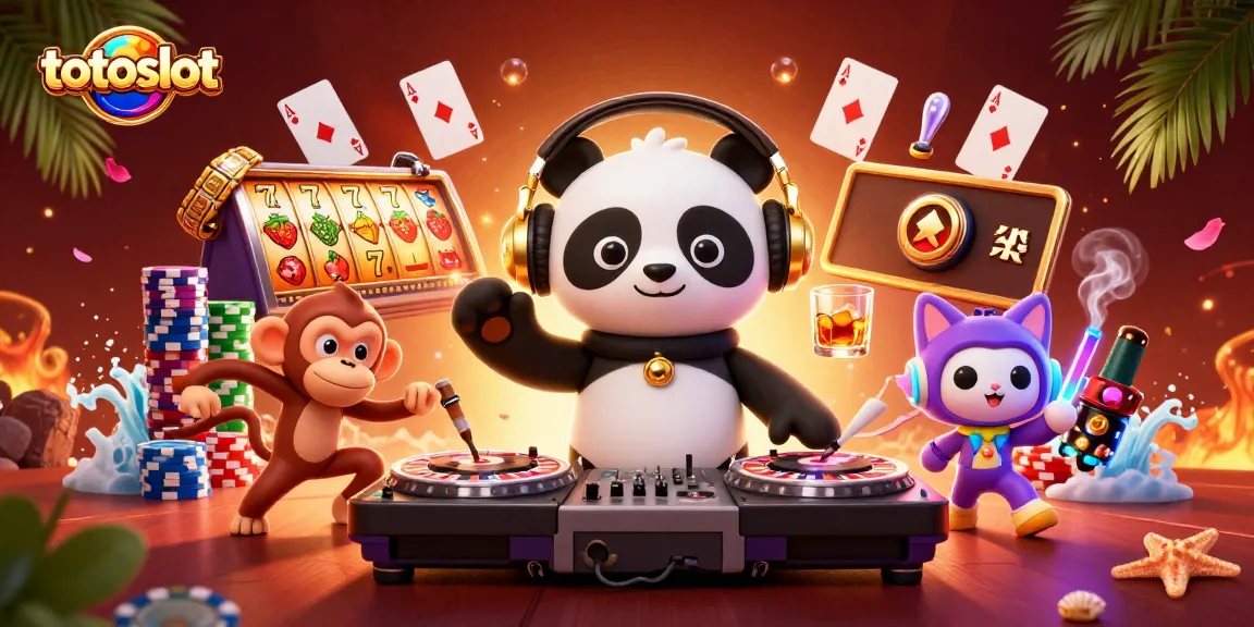 Experience thrilling toslots with a DJ panda, breakdancing monkey, and glowing kitten in a vibrant scene