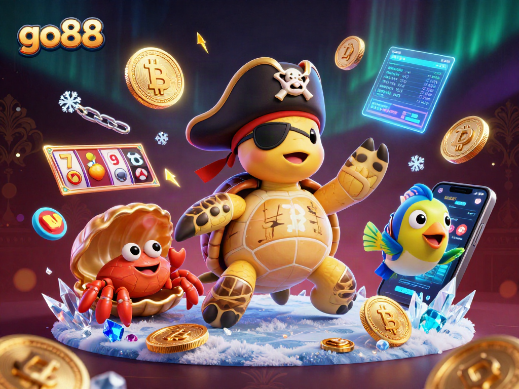 Play thrilling slots and jackpot games at go88 with vibrant 3D characters showcasing casino excitement.