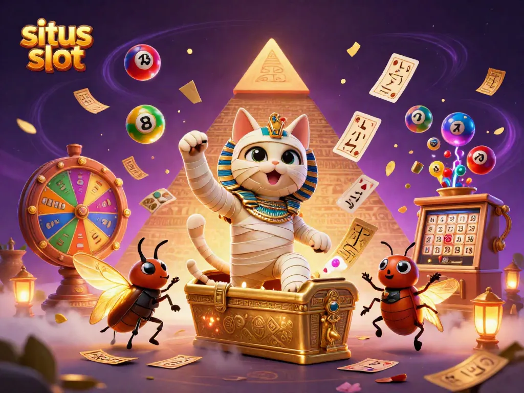 Menangkan permainan situs slot dengan menarik jackpot menggunakan karakter kucing ibu Mesir dan elemen kasino.