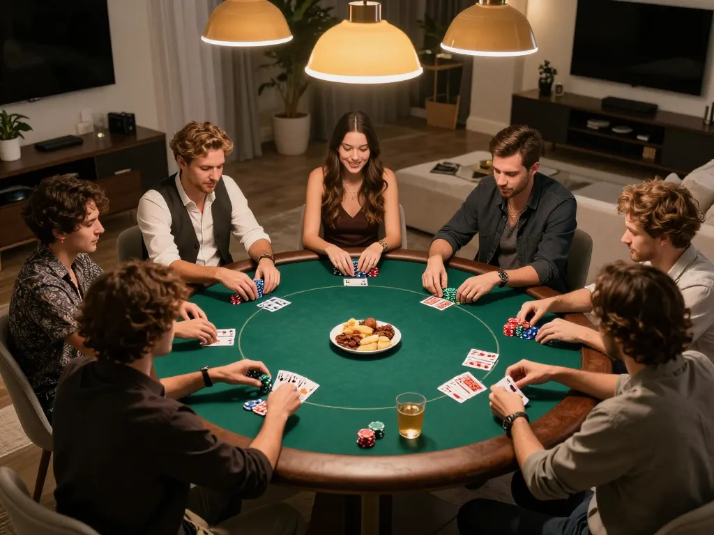 Demo PG Soft ditampilkan dalam malam poker yang menarik di antara teman-teman, menekankan strategi sosial.