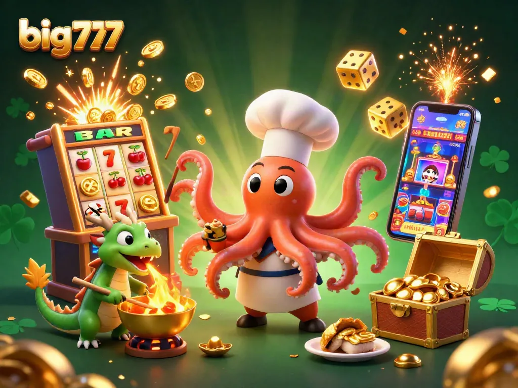 Experience big777 excitement with a dynamic scene of characters and casino elements.
