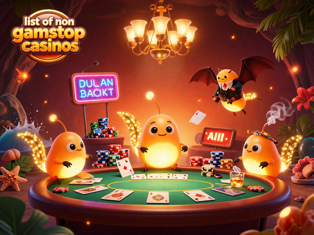 Experience the excitement at the best list of non gamstop casinos with a vibrant casino illustration.