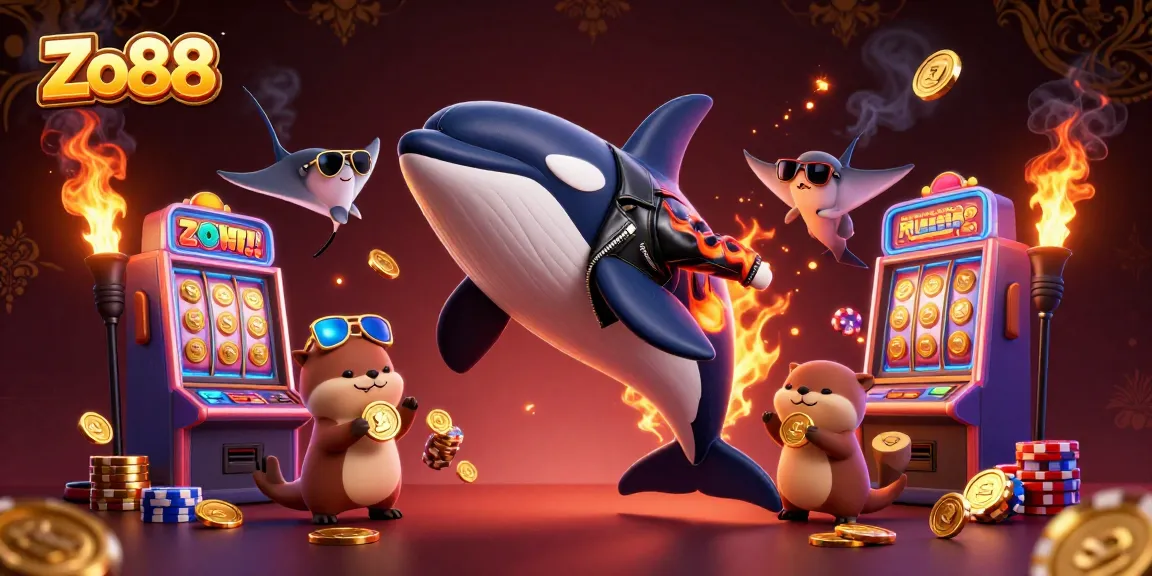 Zo88 players enjoy vibrant slot machines and dynamic casino scenes featuring orca whale and sea otters.